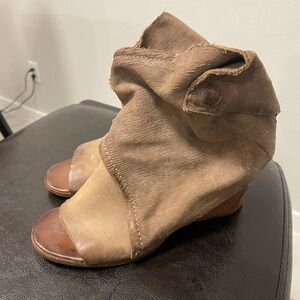 A.S.98 Brown Open Toe Side Zip Ankle Boots 36